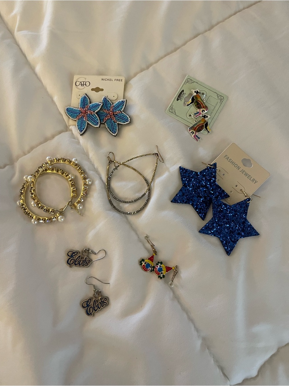 Fashion Jewelry Blue Glitter Star Drop Earrings for Kids